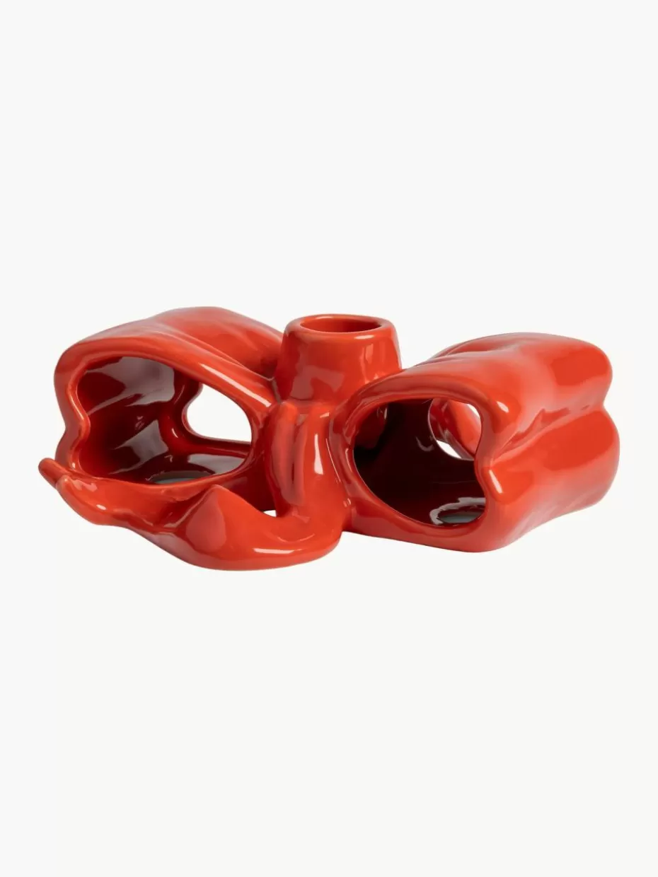 Weihnachtskerzen & Kerzenhalter | Glow-Up-&k amsterdam Handgefertigter Kerzenhalter Ribbon Rot, glänzend
