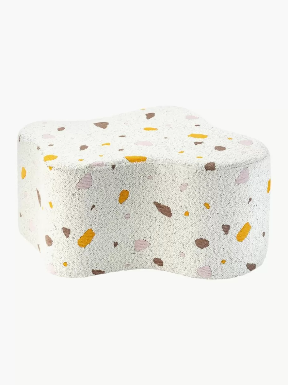 Sitzsäcke-Wigiwama Handgefertigter Kinder-Pouf Cloud aus Bouclé Bouclé Weiß, Terrazzo-Optik
