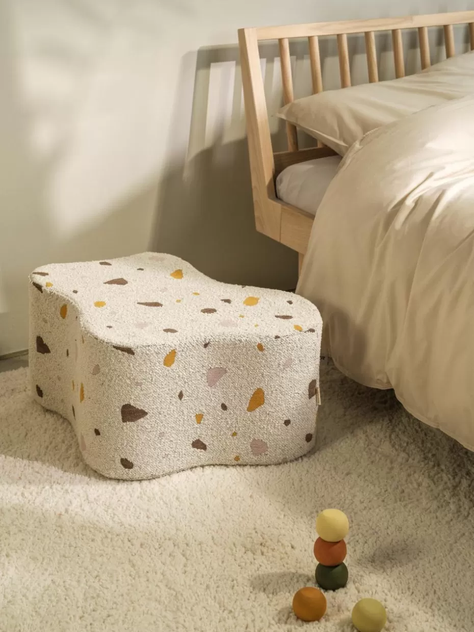 Sitzsäcke-Wigiwama Handgefertigter Kinder-Pouf Cloud aus Bouclé Bouclé Weiß, Terrazzo-Optik