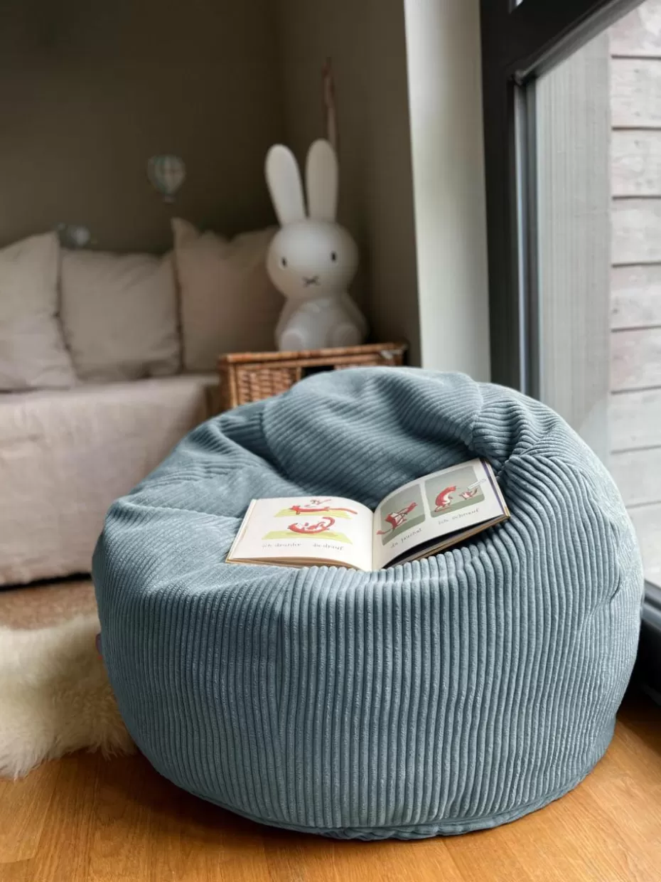 Sitzsäcke-Funzy Handgefertigter Kinder-Sitzsack Flora aus Cord Cord Blau