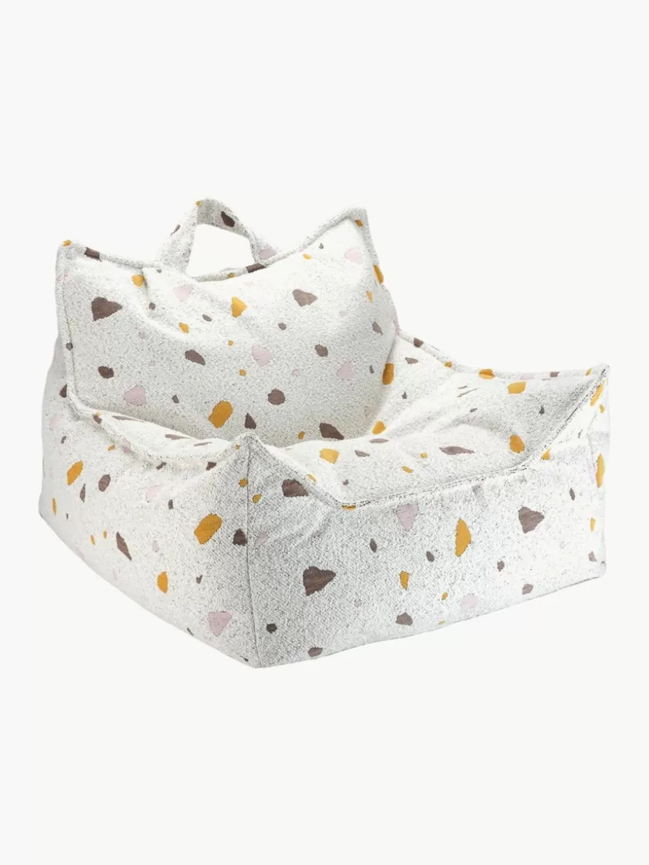 Sitzsäcke-Wigiwama Handgefertigter Kinder-Sitzsack Sugar aus Bouclé Bouclé Weiß, Terrazzo-Optik