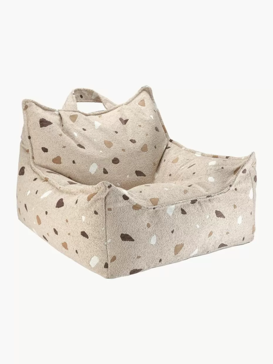 Sitzsäcke-Wigiwama Handgefertigter Kinder-Sitzsack Sugar aus Bouclé Bouclé Beige, Terrazzo-Optik