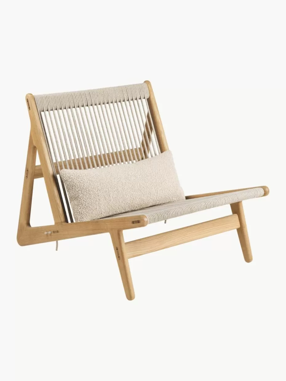Sessel-GUBI Handgefertigter Loungesessel MR01 Initial aus Eichenholz mit Sitzkissen Eichenholz, Hellbeige
