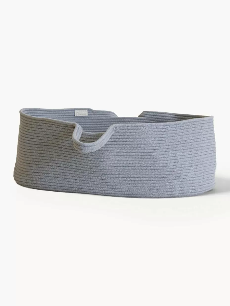 Babybetten-Metallbude Handgefertigter Moseskorb Robe Webstoff Graublau