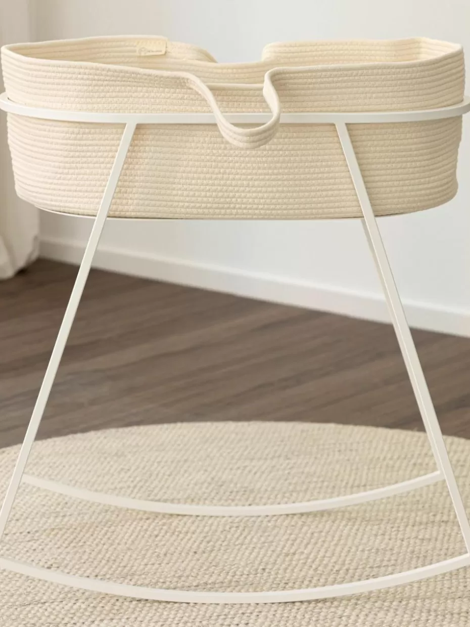 Babybetten-Metallbude Handgefertigter Moseskorb Robe Webstoff Off White