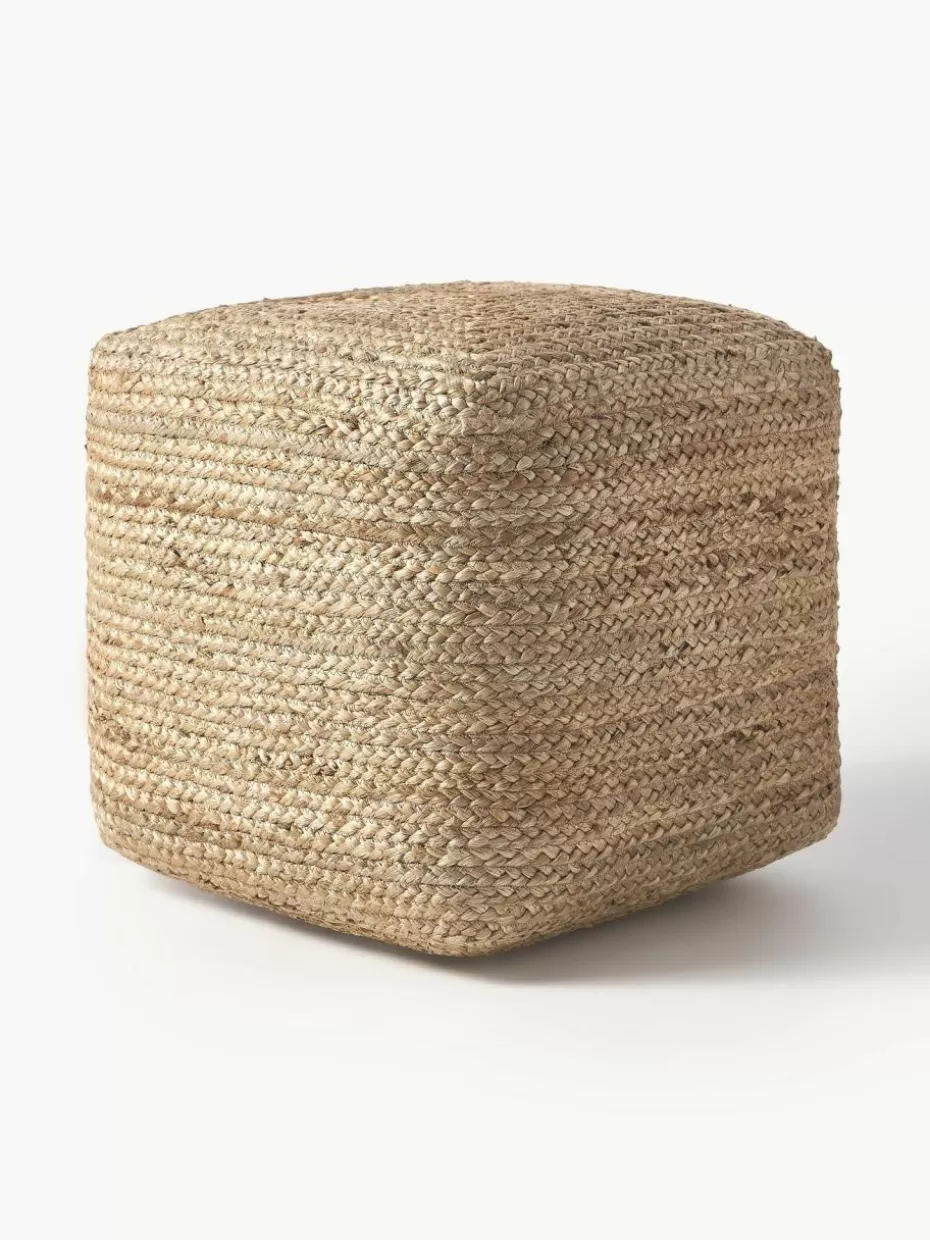 Bodenkissen & Poufs | Hocker-Westwing Collection Handgefertigter Pouf Bono aus Jute Beige
