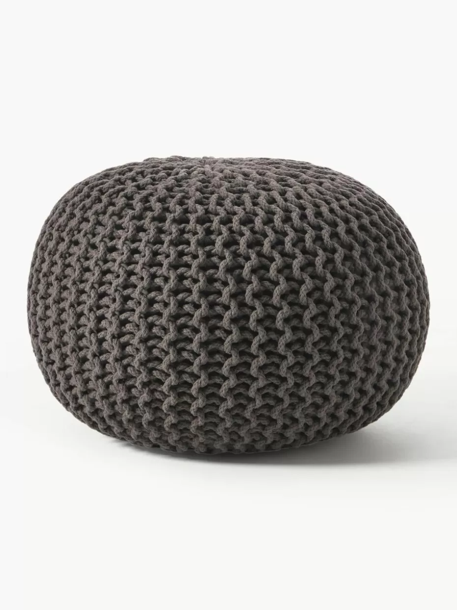 Bodenkissen & Poufs | Hocker-Westwing Collection Handgefertigter Strickpouf Dori Anthrazit