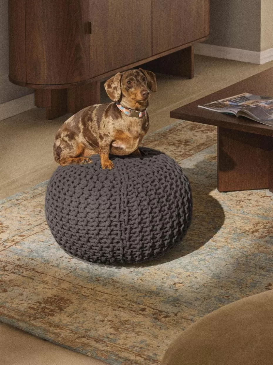 Bodenkissen & Poufs | Hocker-Westwing Collection Handgefertigter Strickpouf Dori Anthrazit