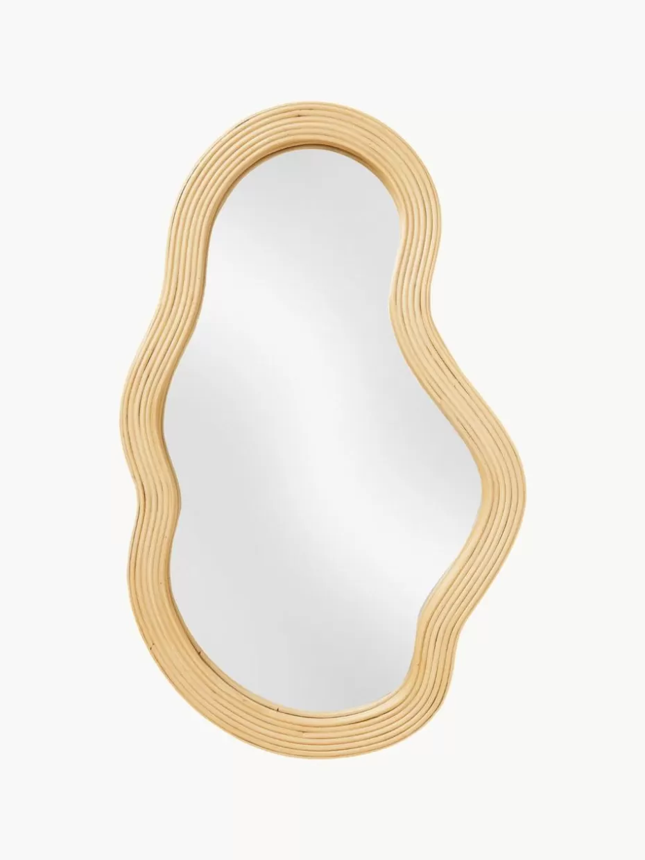 Wandspiegel-ferm LIVING Handgefertigter Wandspiegel Pond aus Rattan in organischer Form