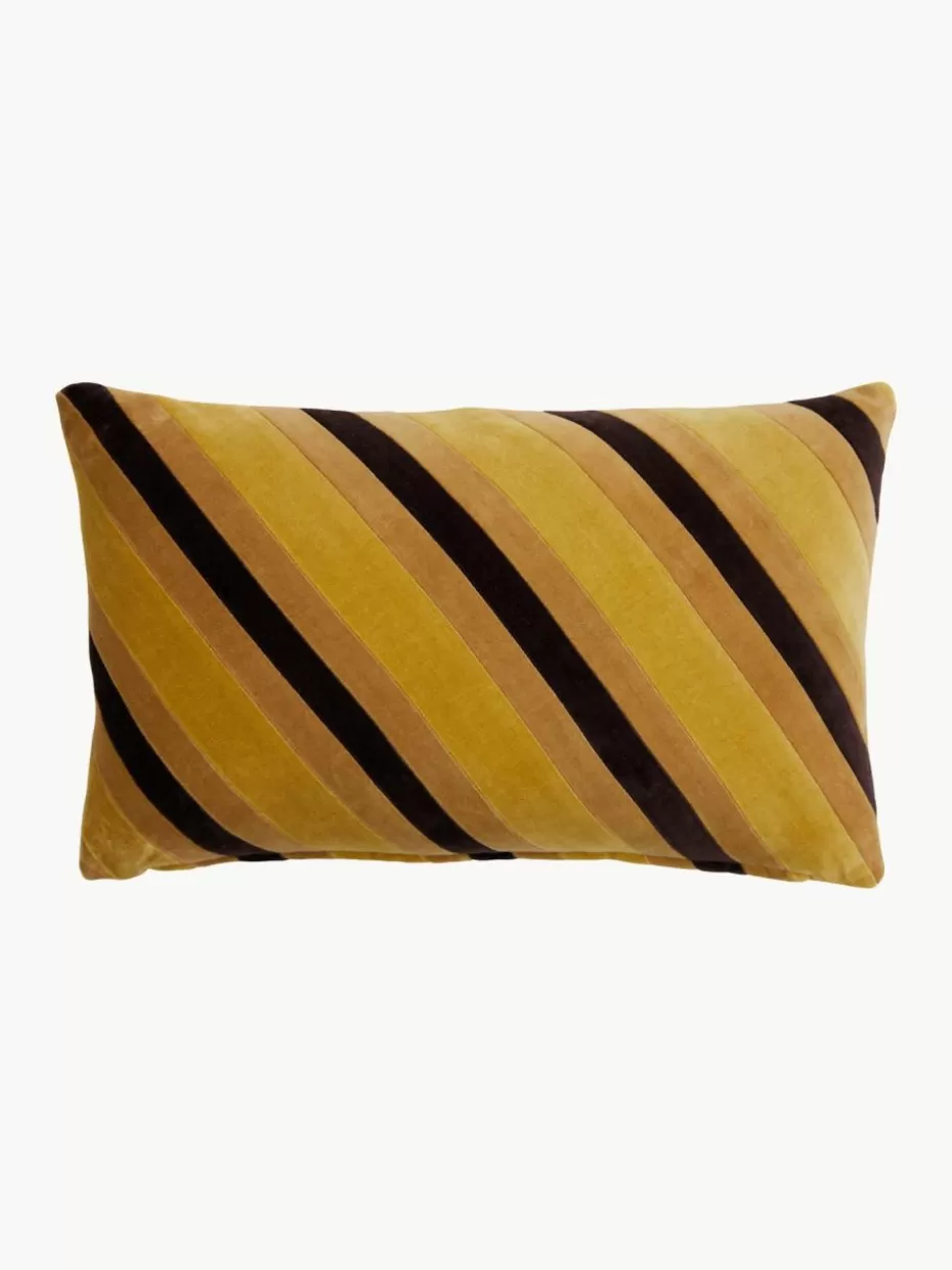 Dekokissen-HKLIVING Handgefertigtes Baumwoll-Kissen Striped Gelbtöne, Schwarz