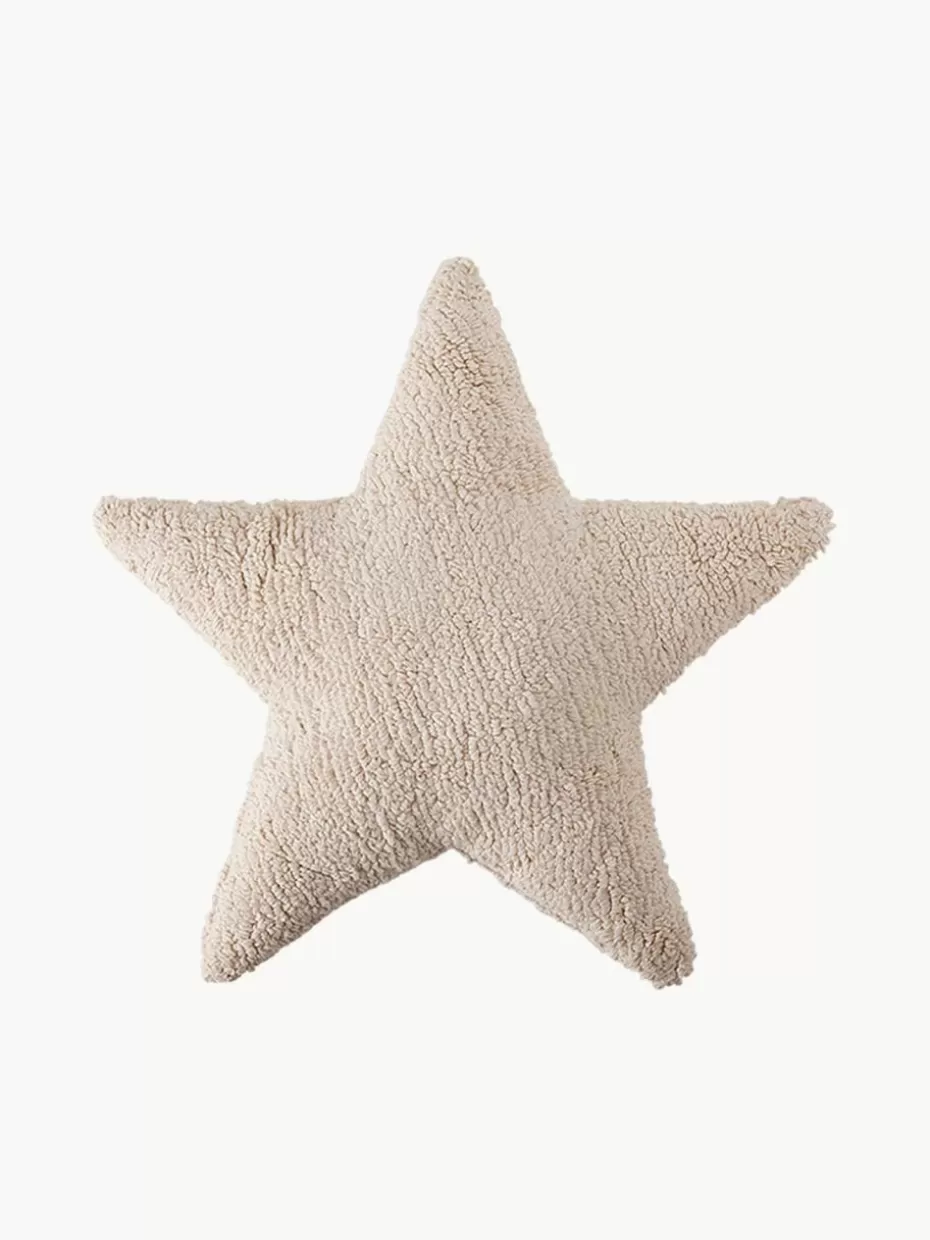 Kissen-Lorena Canals Handgefertigtes Baumwoll-Kuschelkissen Star Hellbeige