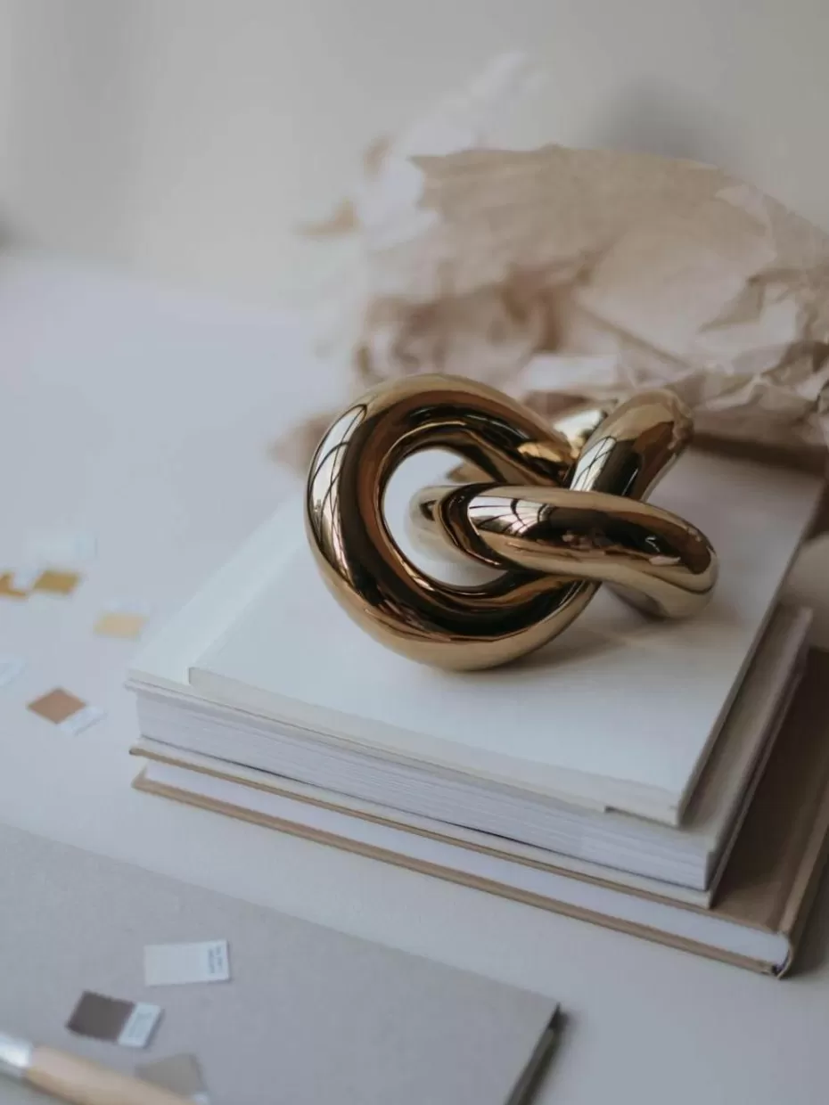 Deko-Objekte-Cooee Design Handgefertigtes Deko-Objekt Knot, H 6 cm Goldfarben, glänzend