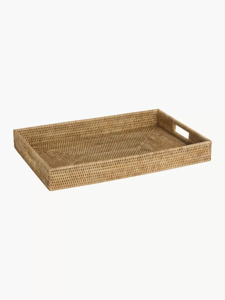 Dekotabletts-Andrea House Handgefertigtes Deko-Tablett Güle aus Rattan