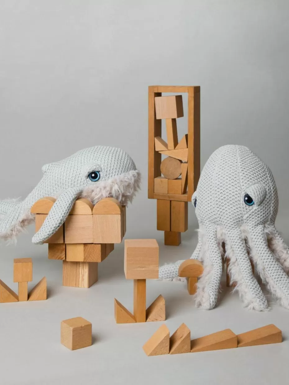 Spielzeug & Kuscheltiere-BigStuffed Handgefertigtes Kuschelkissen Octopus Mintgrün, Off White