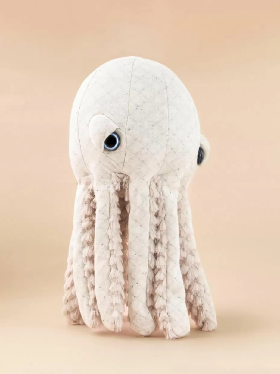 Spielzeug & Kuscheltiere-BigStuffed Handgefertigtes Kuschelkissen Octopus Off White, Hellbeige
