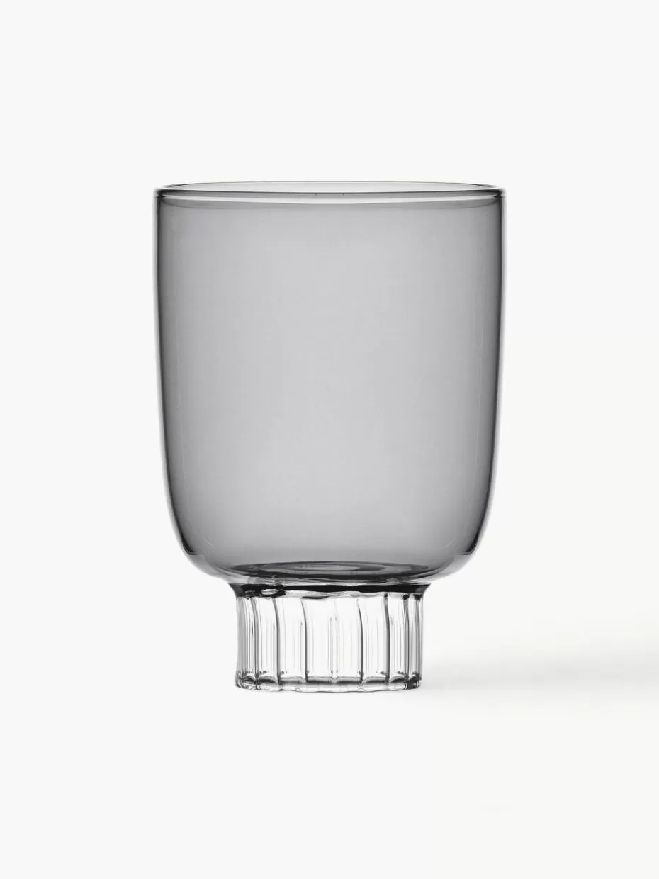 Wassergläser-Ichendorf Handgefertigtes Wasserglas Liberta Transparent, Grau