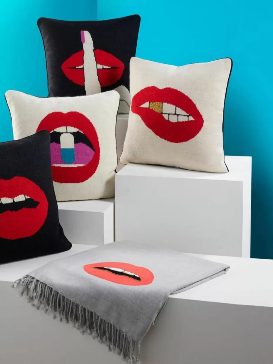 Dekokissen-Jonathan Adler Handgefertigtes Woll-Dekokissen Lips Bitten
