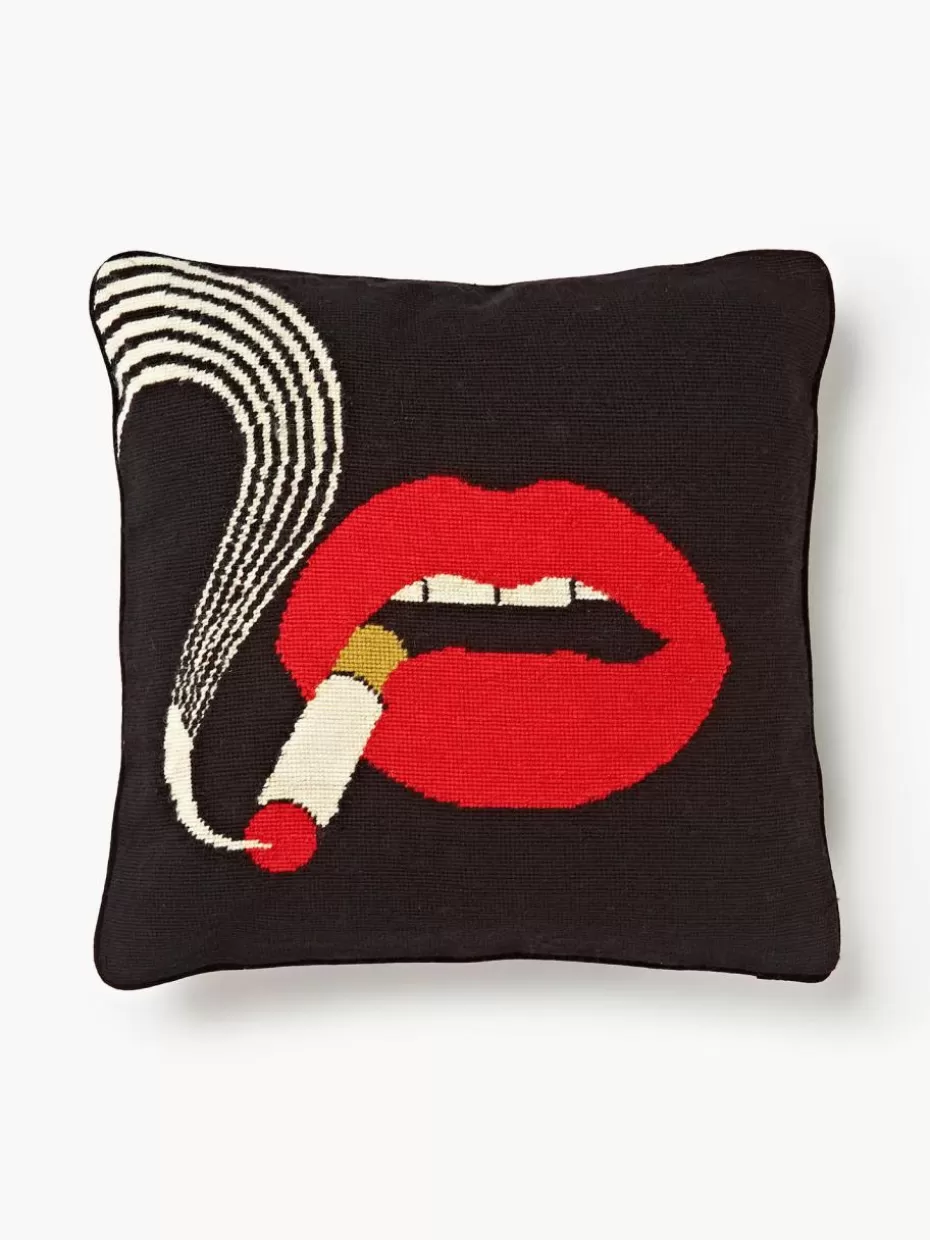 Dekokissen-Jonathan Adler Handgefertigtes Woll-Dekokissen Lips Smolder
