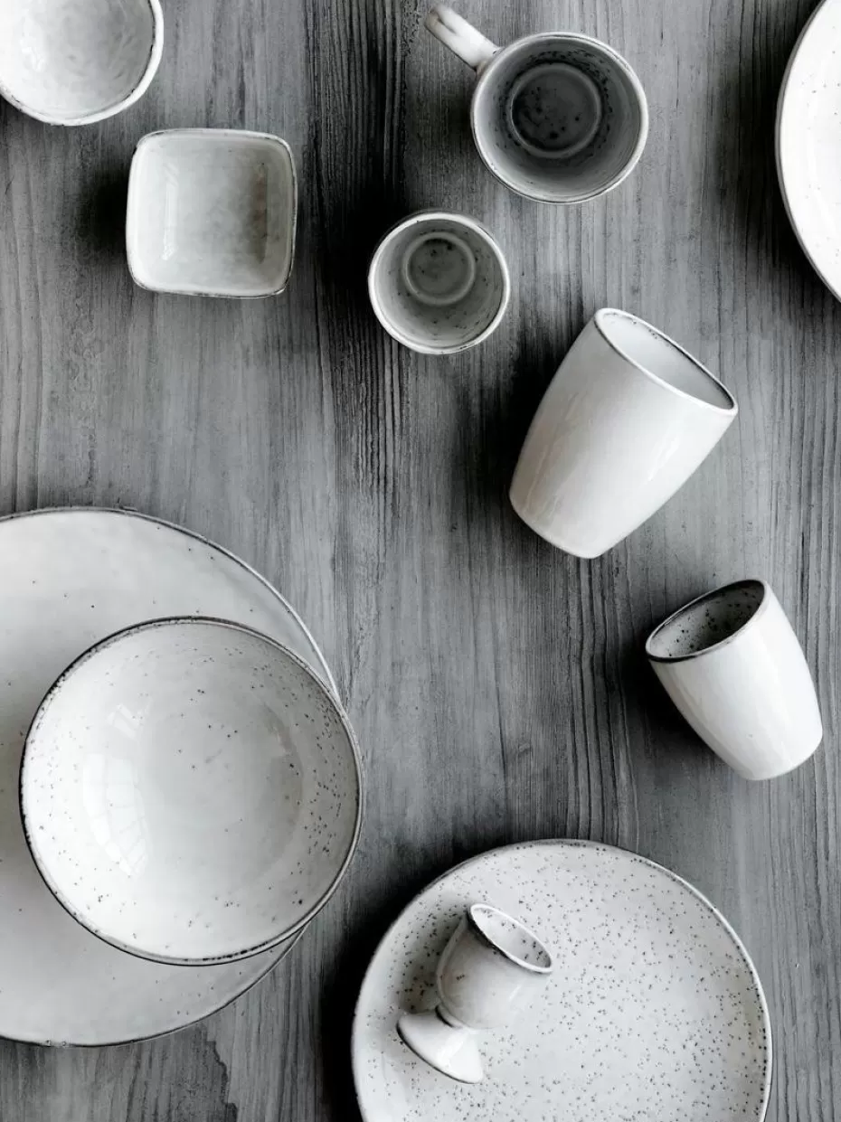 Tassen | Geschirrserien-Broste Copenhagen Handgemachte Becher Nordic Sand, 6 Stück Hellgrau, gesprenkelt