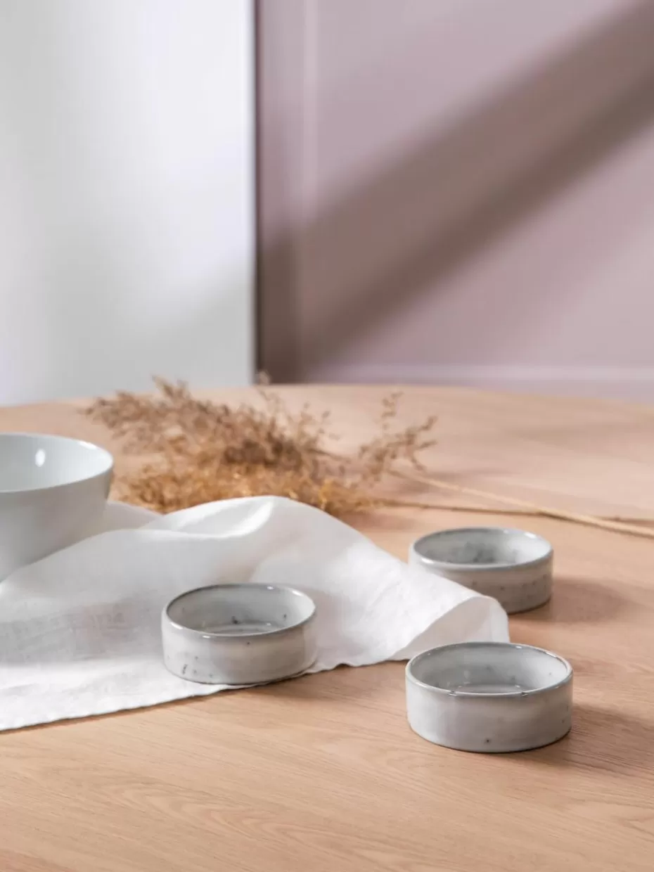 Dipschalen & Snackschalen | Geschirrserien-Broste Copenhagen Handgemachte Dipschälchen Nordic Sand, 4 Stück Hellgrau, gesprenkelt