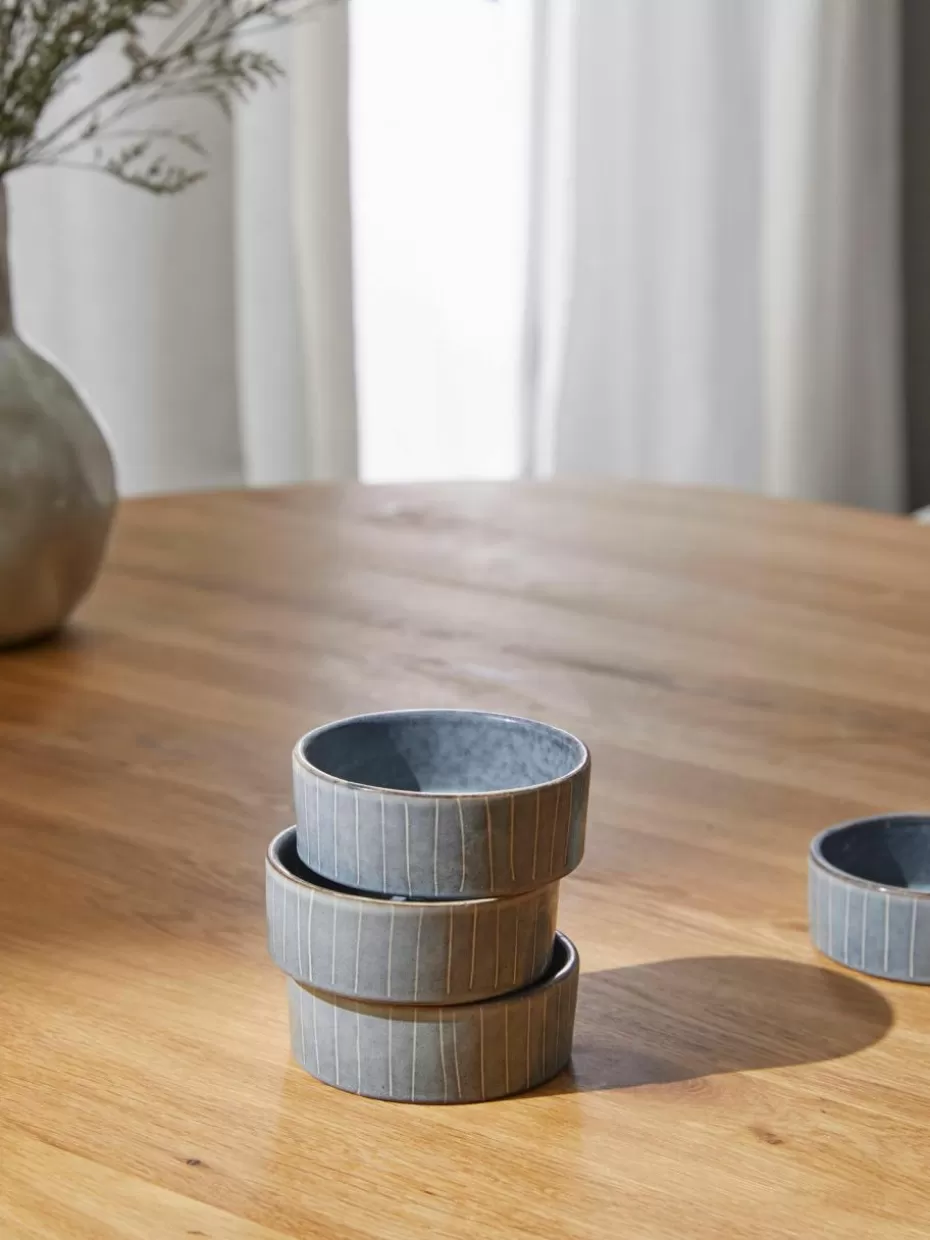 Dipschalen & Snackschalen | Geschirrserien-Broste Copenhagen Handgemachte Dipschälchen Nordic Sea, 4 Stück Graublau, gesprenkelt