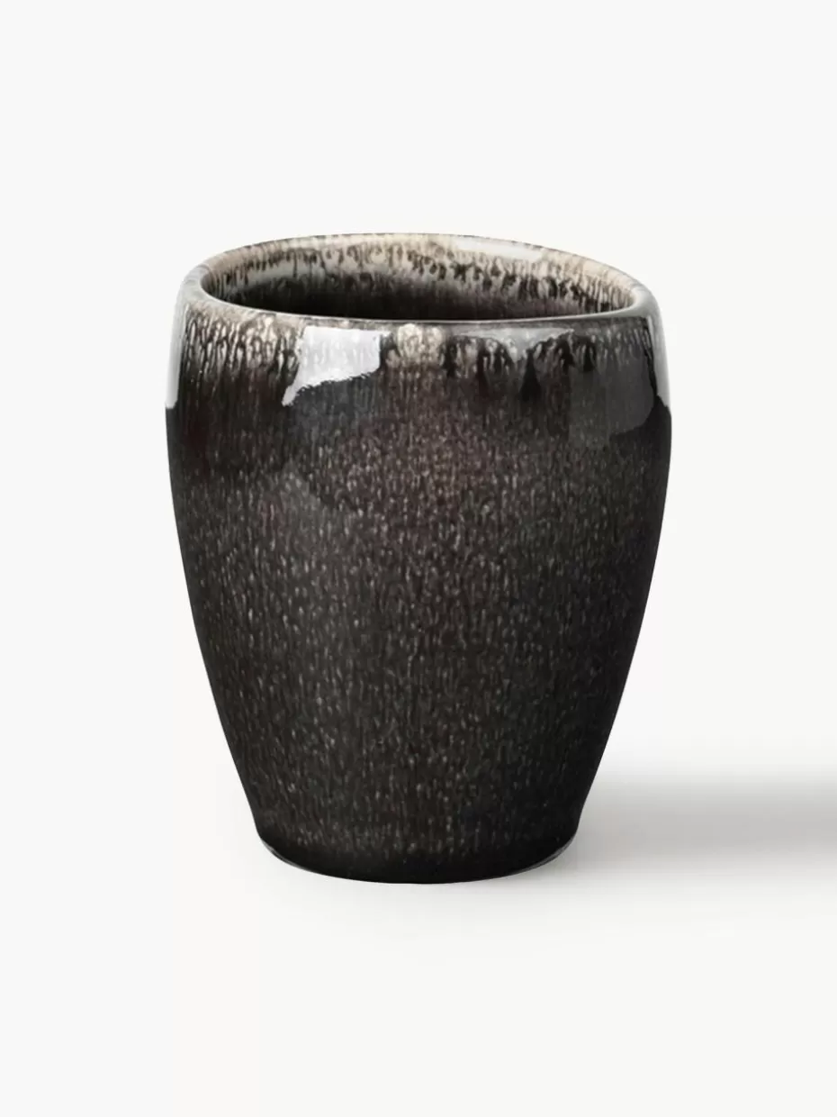 Tassen | Geschirrserien-Broste Copenhagen Handgemachte Espressobecher Nordic Coal, 6 Stück Schwarz, gesprenkelt