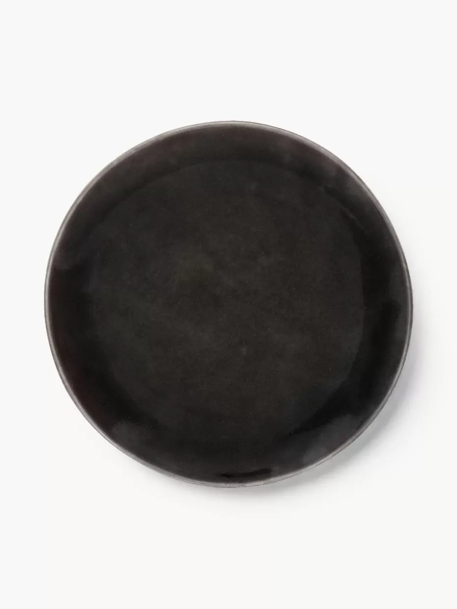 Teller | Geschirrserien-Broste Copenhagen Handgemachte Frühstücksteller Nordic Coal, 4 Stück Schwarz, gesprenkelt