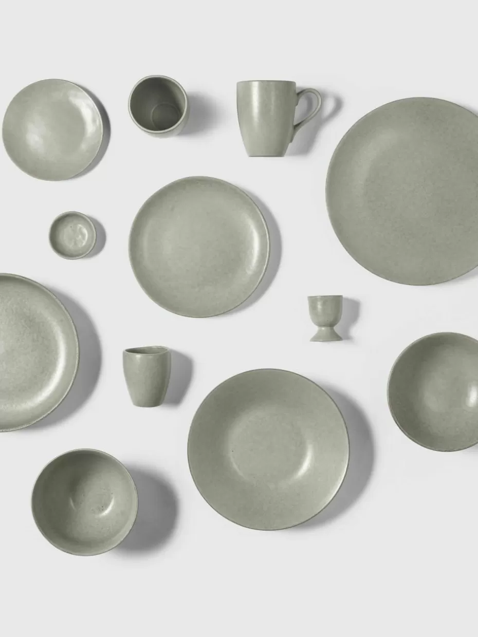 Teller-Broste Copenhagen Handgemachte Frühstücksteller Nordic Marsh, 4 Stück Salbeigrün, gesprenkelt