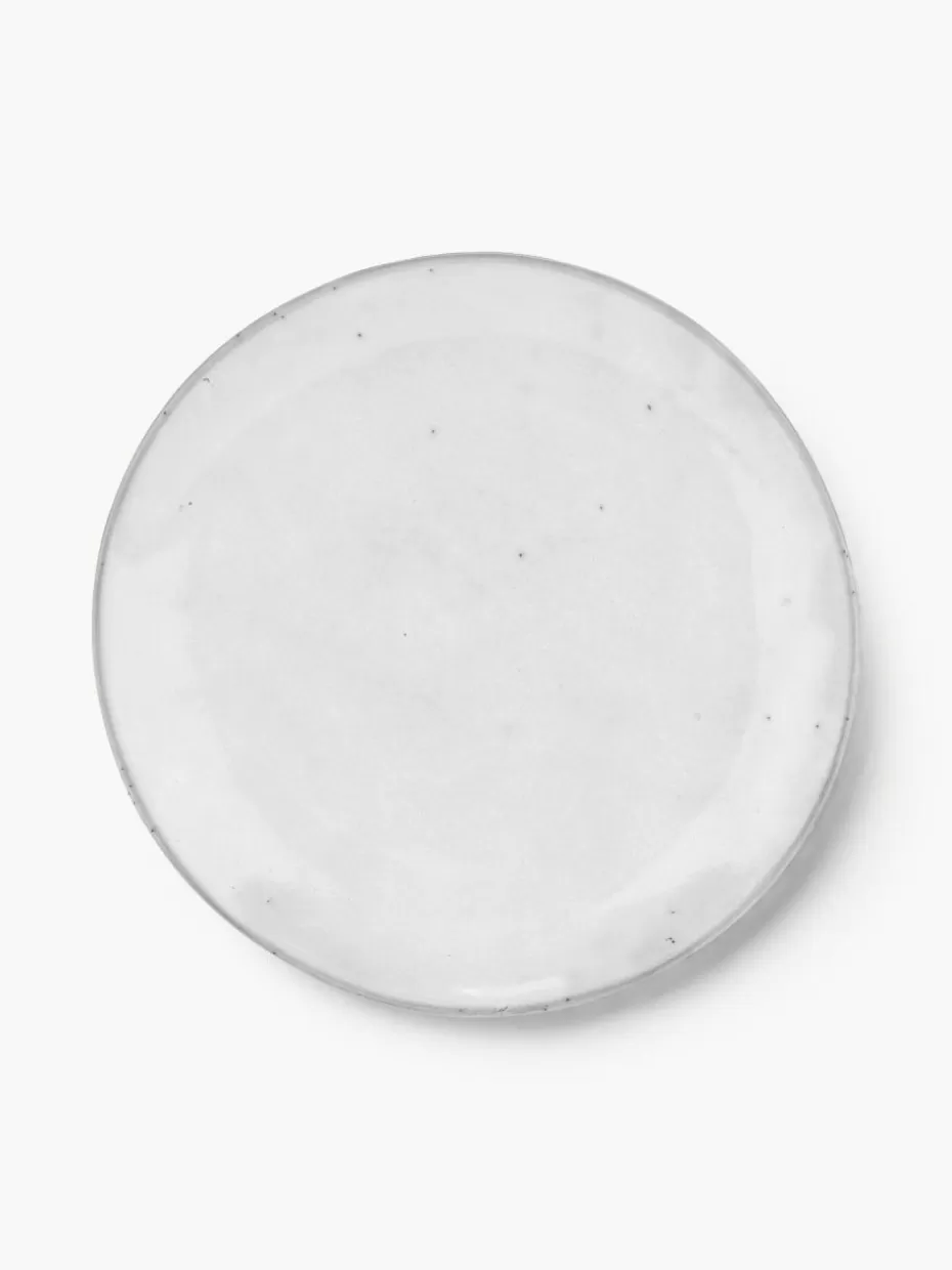 Teller | Geschirrserien-Broste Copenhagen Handgemachte Frühstücksteller Nordic Sand, 4 Stück Hellgrau, gesprenkelt