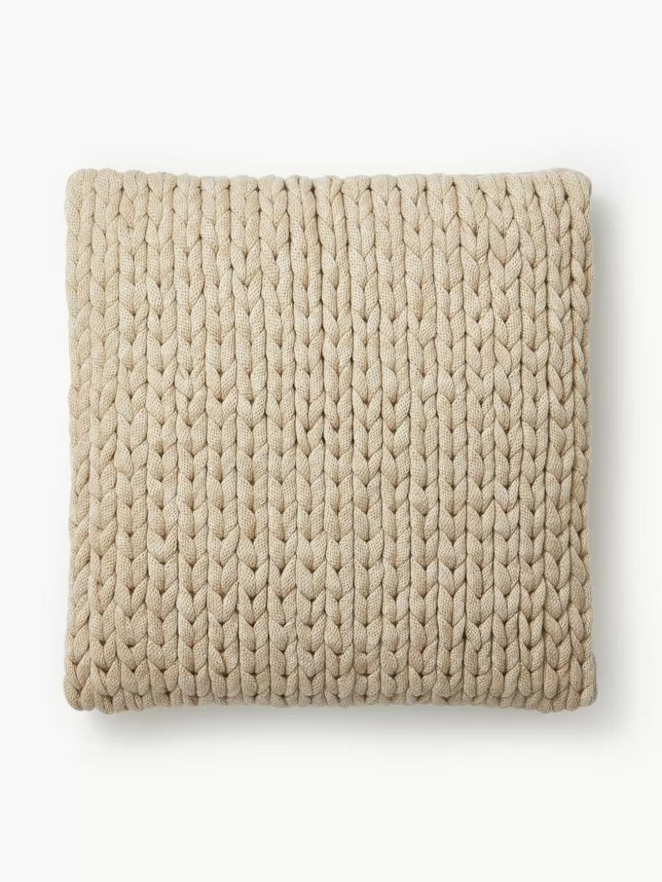 Weihnachtskissen | Nordic Celebrations-Westwing Collection Handgemachte Grobstrick-Kissenhülle Adyna Beige