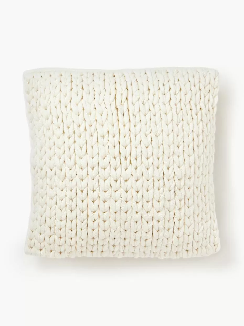 Weihnachtskissen | Dekokissen-Westwing Collection Handgemachte Grobstrick-Kissenhülle Adyna Off White