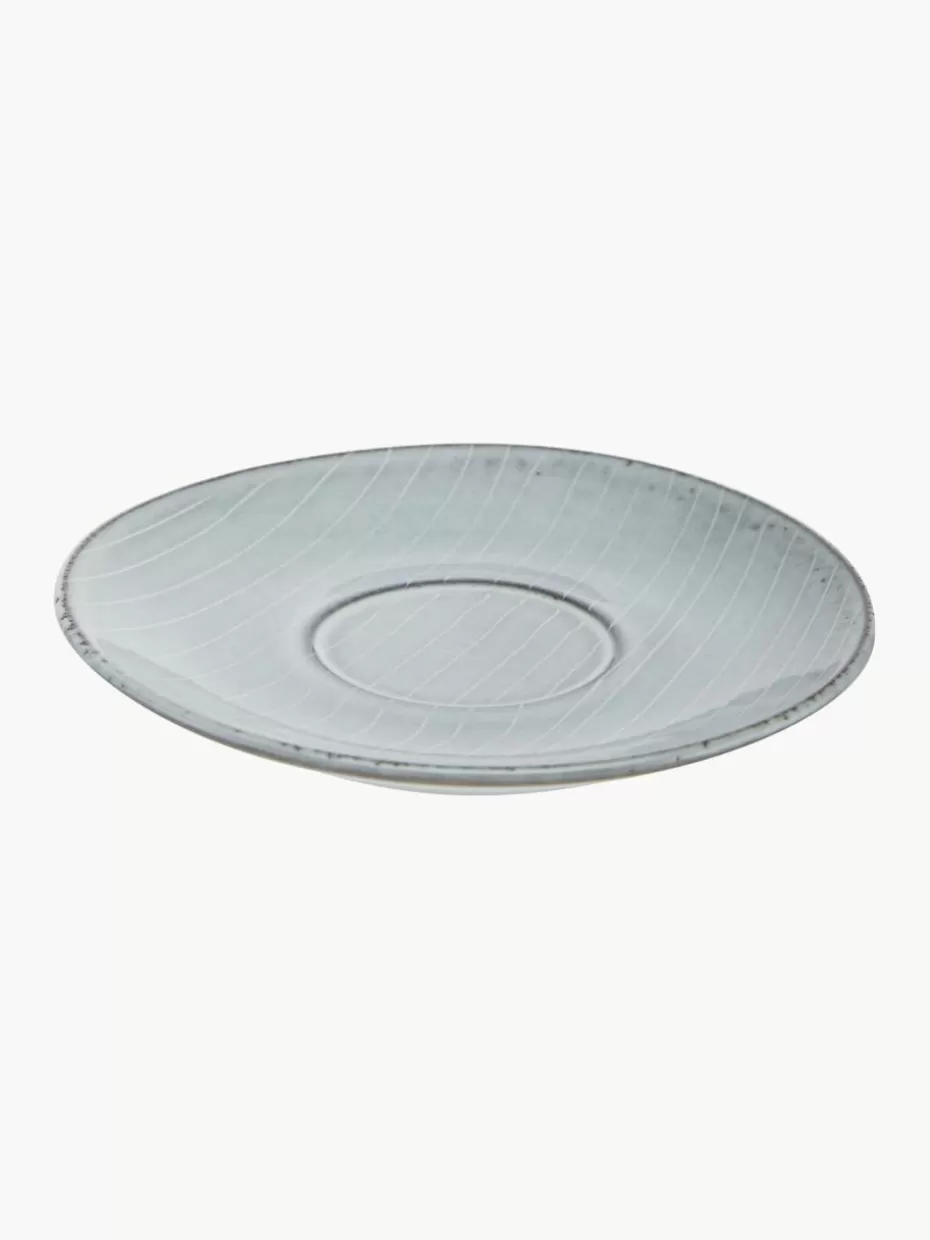 Tassen | Geschirrserien-Broste Copenhagen Handgemachte Kaffeetasse Nordic Sea mit Untertasse Graublau, gesprenkelt