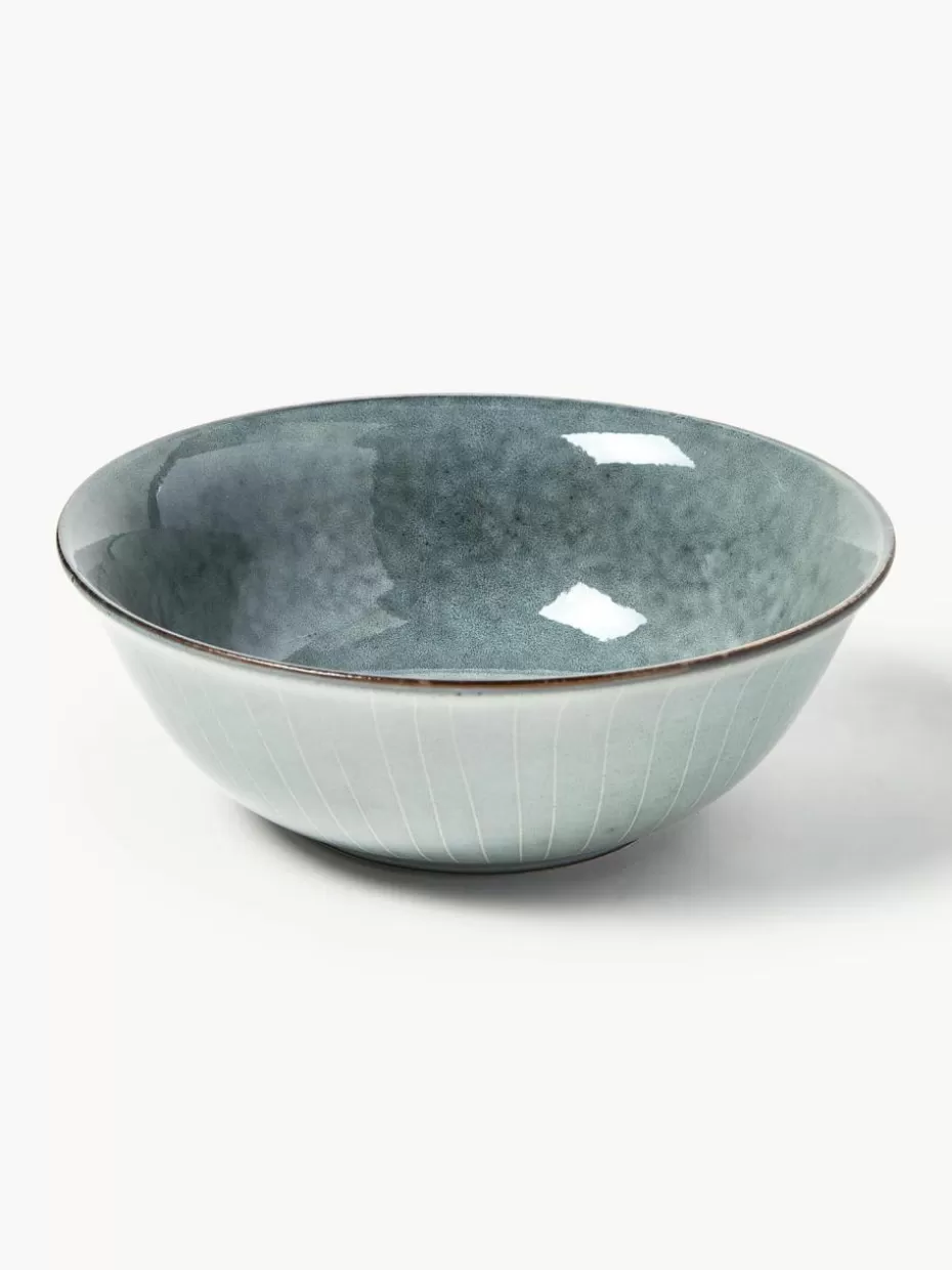 Servierplatten & Schüsseln | Geschirrserien-Broste Copenhagen Handgemachte Schüssel Nordic Sea, Ø 21 cm Graublau, gesprenkelt