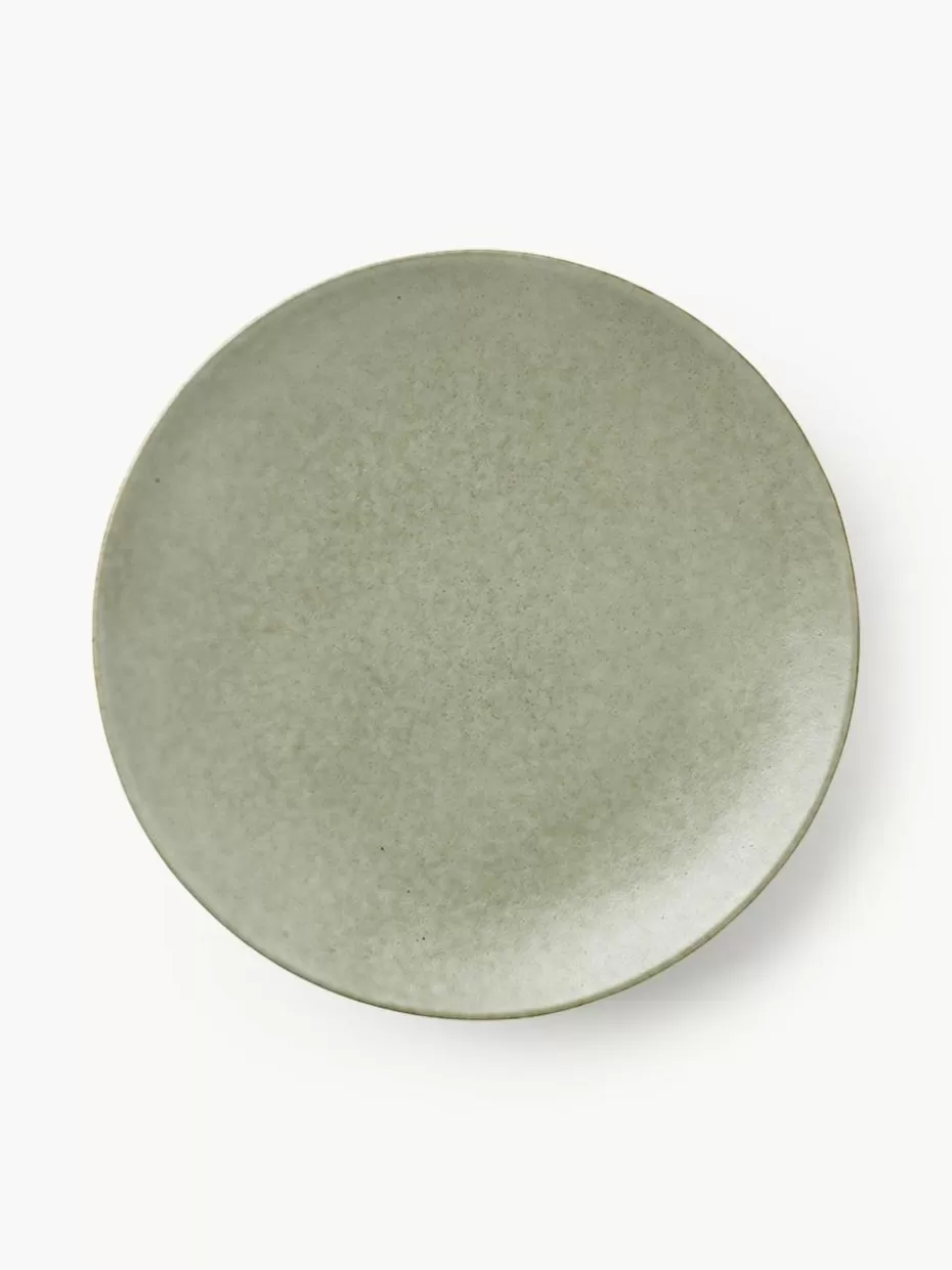 Teller-Broste Copenhagen Handgemachte Speiseteller Nordic Marsh, 4 Stück Salbeigrün, gesprenkelt