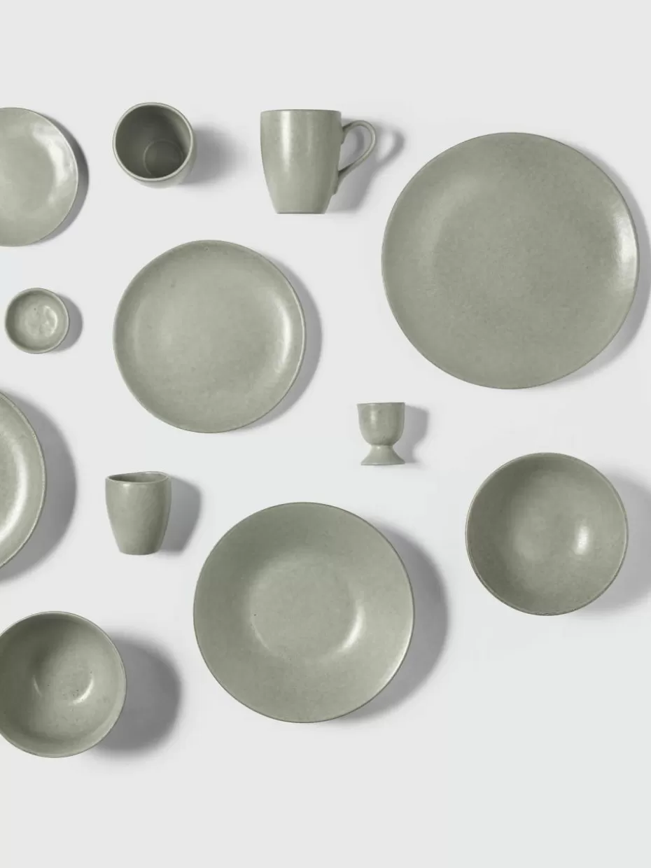 Teller-Broste Copenhagen Handgemachte Speiseteller Nordic Marsh, 4 Stück Salbeigrün, gesprenkelt