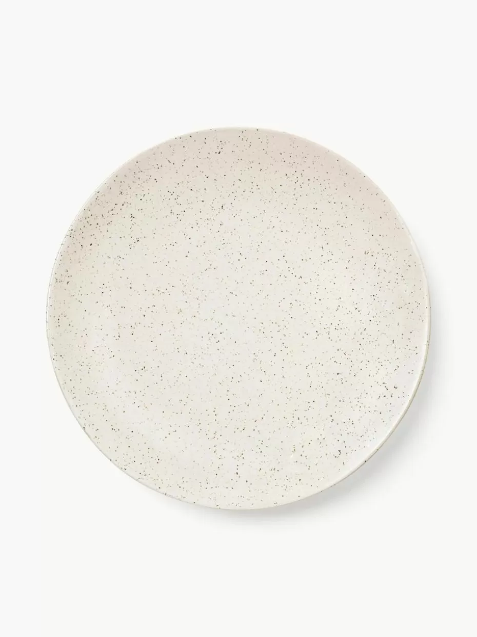 Teller-Broste Copenhagen Handgemachte Speiseteller Nordic Vanilla, 4 Stück Off White, gesprenkelt