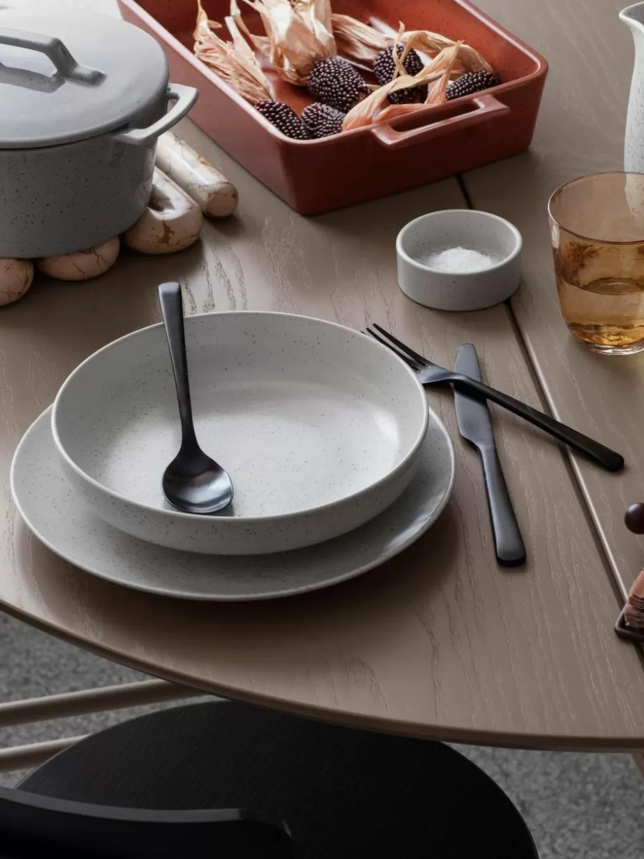 Teller-Broste Copenhagen Handgemachte Speiseteller Nordic Vanilla, 4 Stück Off White, gesprenkelt