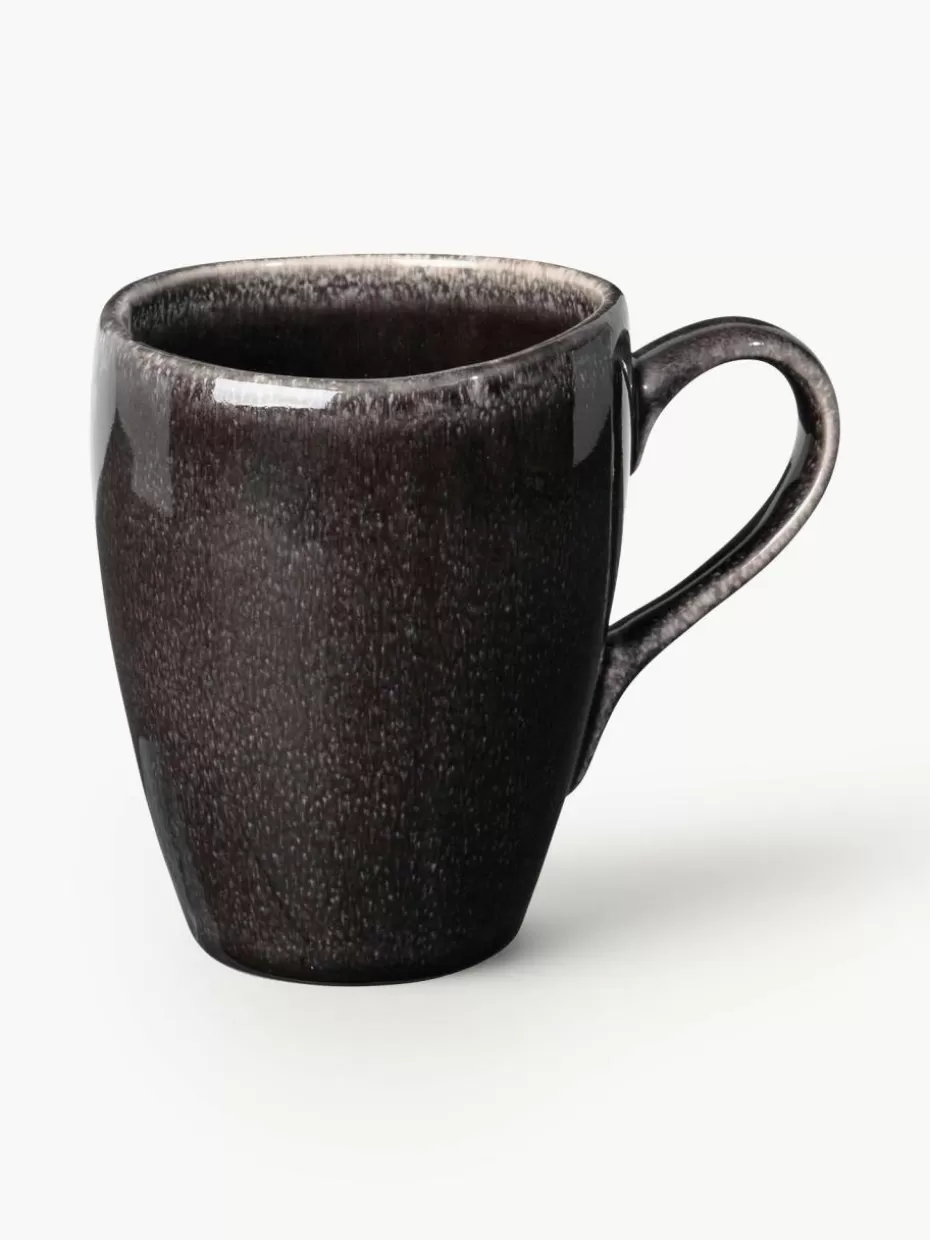 Weihnachtsgeschirr | Tassen-Broste Copenhagen Handgemachte Tassen Nordic Coal, 250 ml, 6 Stück Schwarz, gesprenkelt
