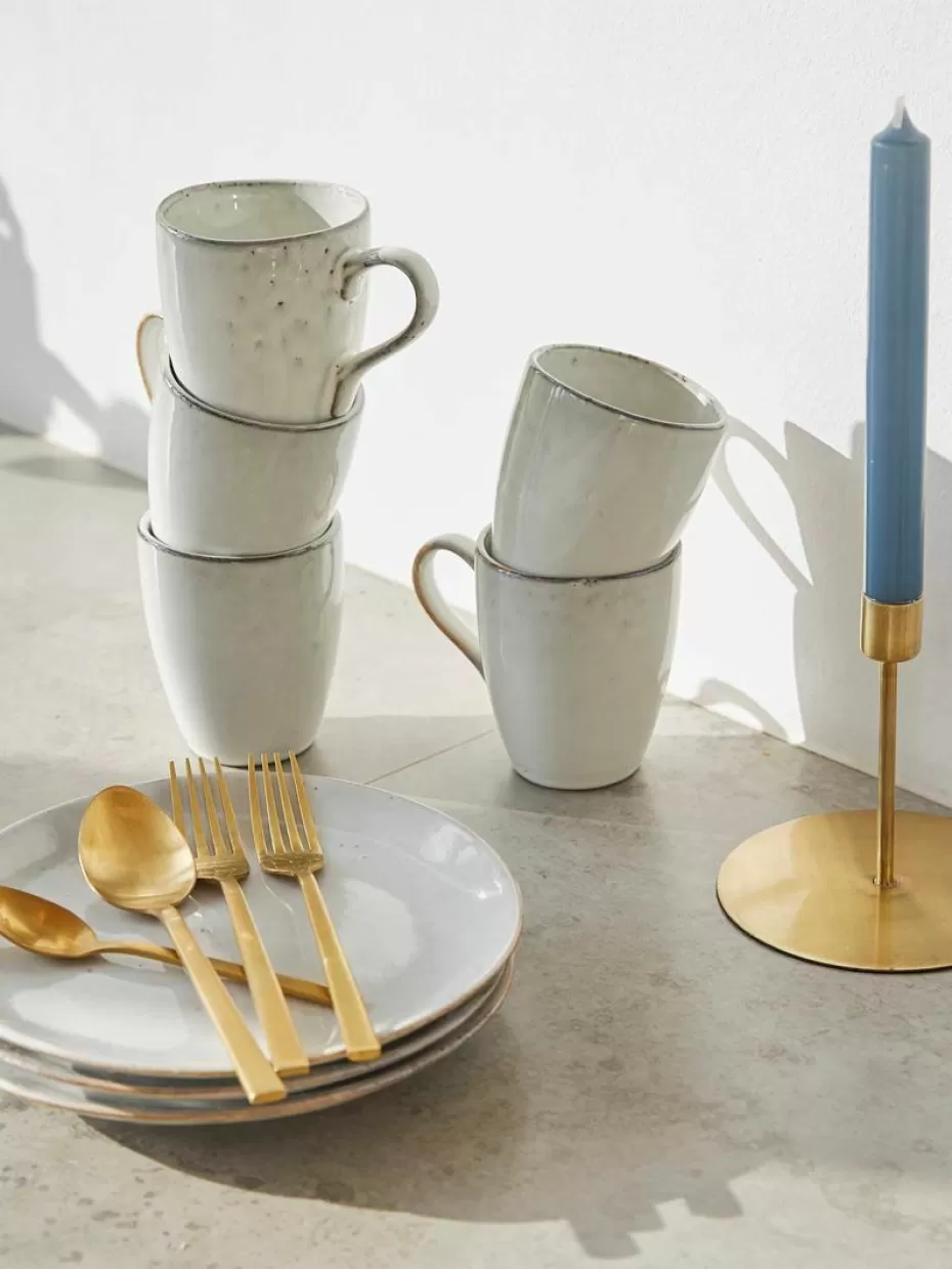 Weihnachtsgeschirr | Tassen-Broste Copenhagen Handgemachte Tassen Nordic Sand, 250 ml, 6 Stück Hellgrau, gesprenkelt