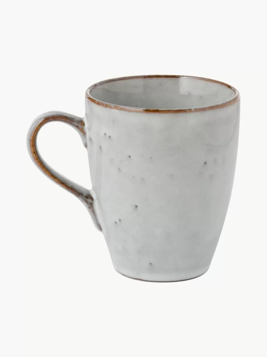 Tassen | Geschirrserien-Broste Copenhagen Handgemachte Tassen Nordic Sand, 400 ml, 6 Stück Hellgrau, gesprenkelt