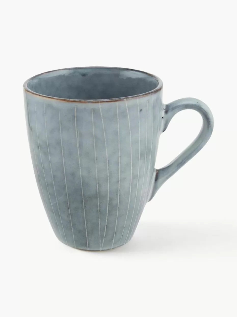 Tassen | Geschirrserien-Broste Copenhagen Handgemachte Tassen Nordic Sea, 400 ml, 6 Stück Graublau, gesprenkelt