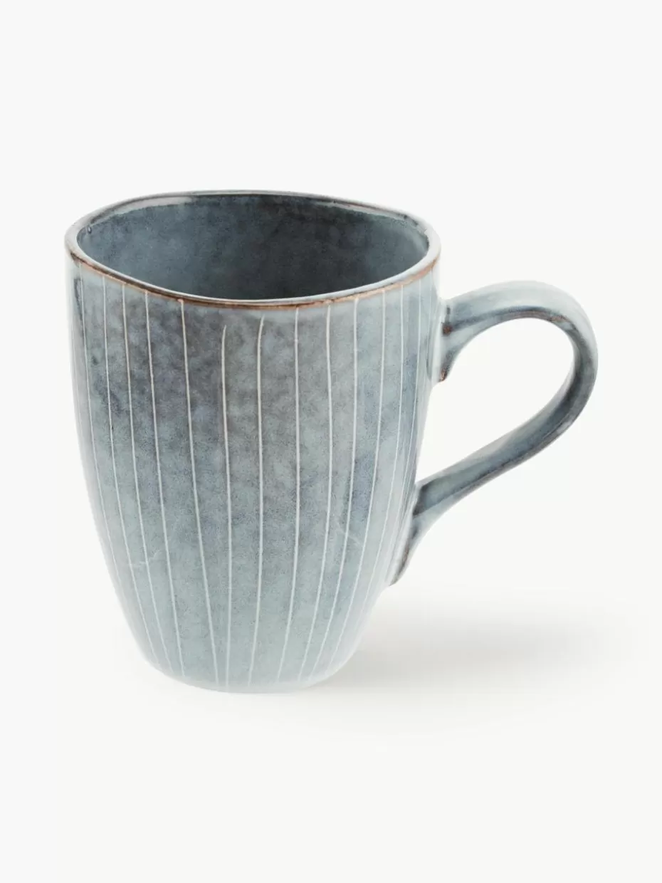 Tassen | Geschirrserien-Broste Copenhagen Handgemachte Tassen Nordic Sea, 250 ml, 6 Stück Graublau, gesprenkelt