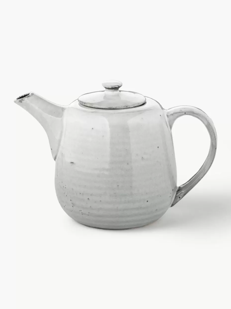 Kannen & Karaffen | Geschirrserien-Broste Copenhagen Handgemachte Teekanne Nordic Sand, 1.3 L Hellgrau, gesprenkelt