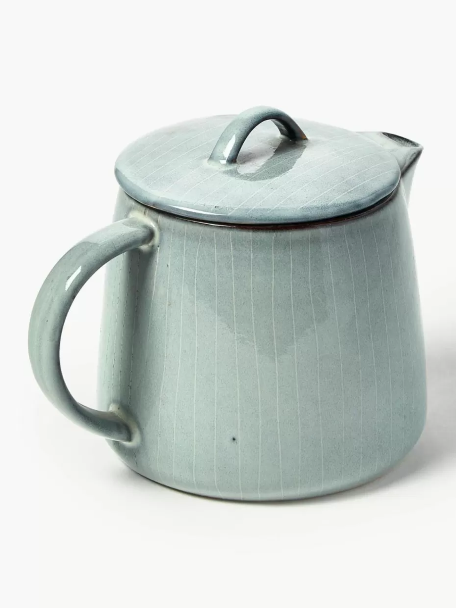 Kannen & Karaffen | Geschirrserien-Broste Copenhagen Handgemachte Teekanne Nordic Sea, 1 L Graublau, gesprenkelt