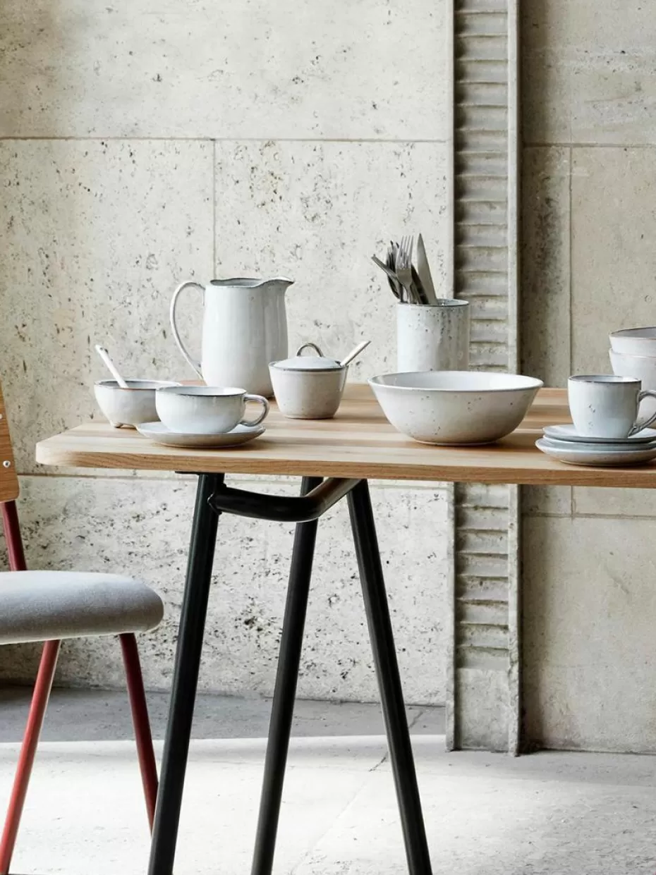 Weihnachtsgeschirr | Tassen-Broste Copenhagen Handgemachte Teetasse Nordic Sand mit Untertasse Hellgrau, gesprenkelt