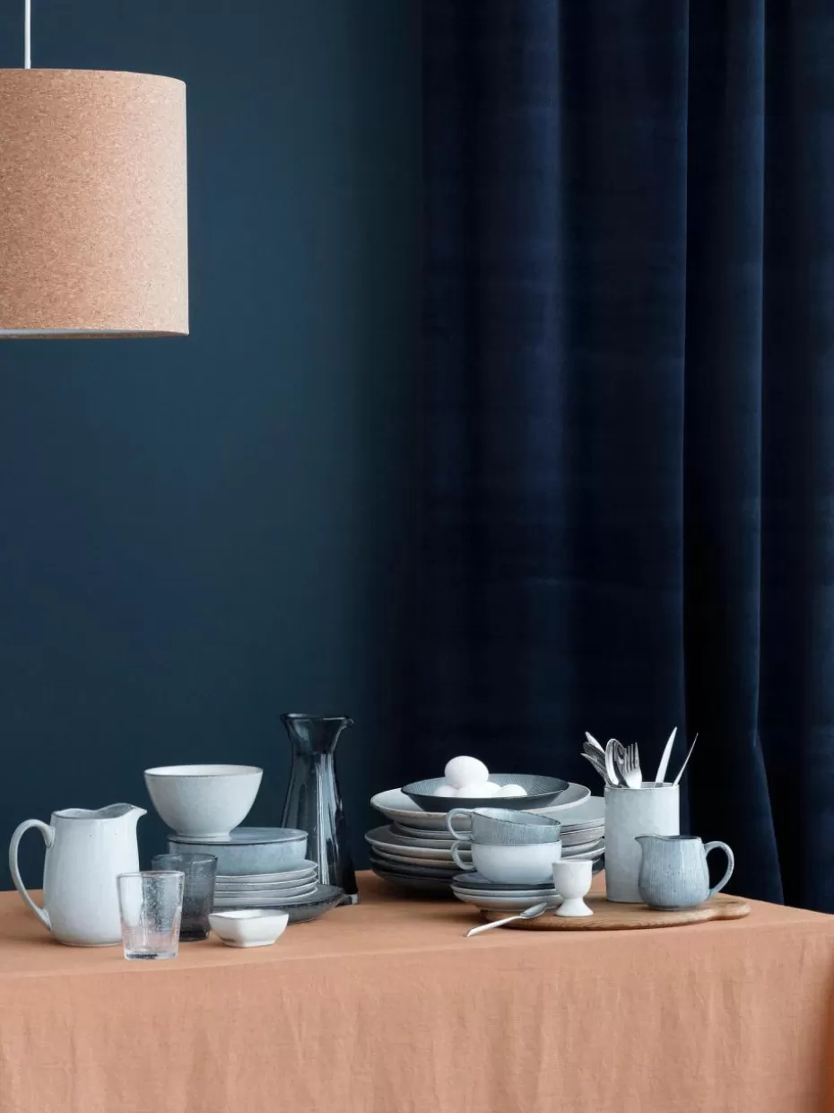 Tassen | Geschirrserien-Broste Copenhagen Handgemachte Teetasse Nordic Sea mit Untertasse Graublau, gesprenkelt