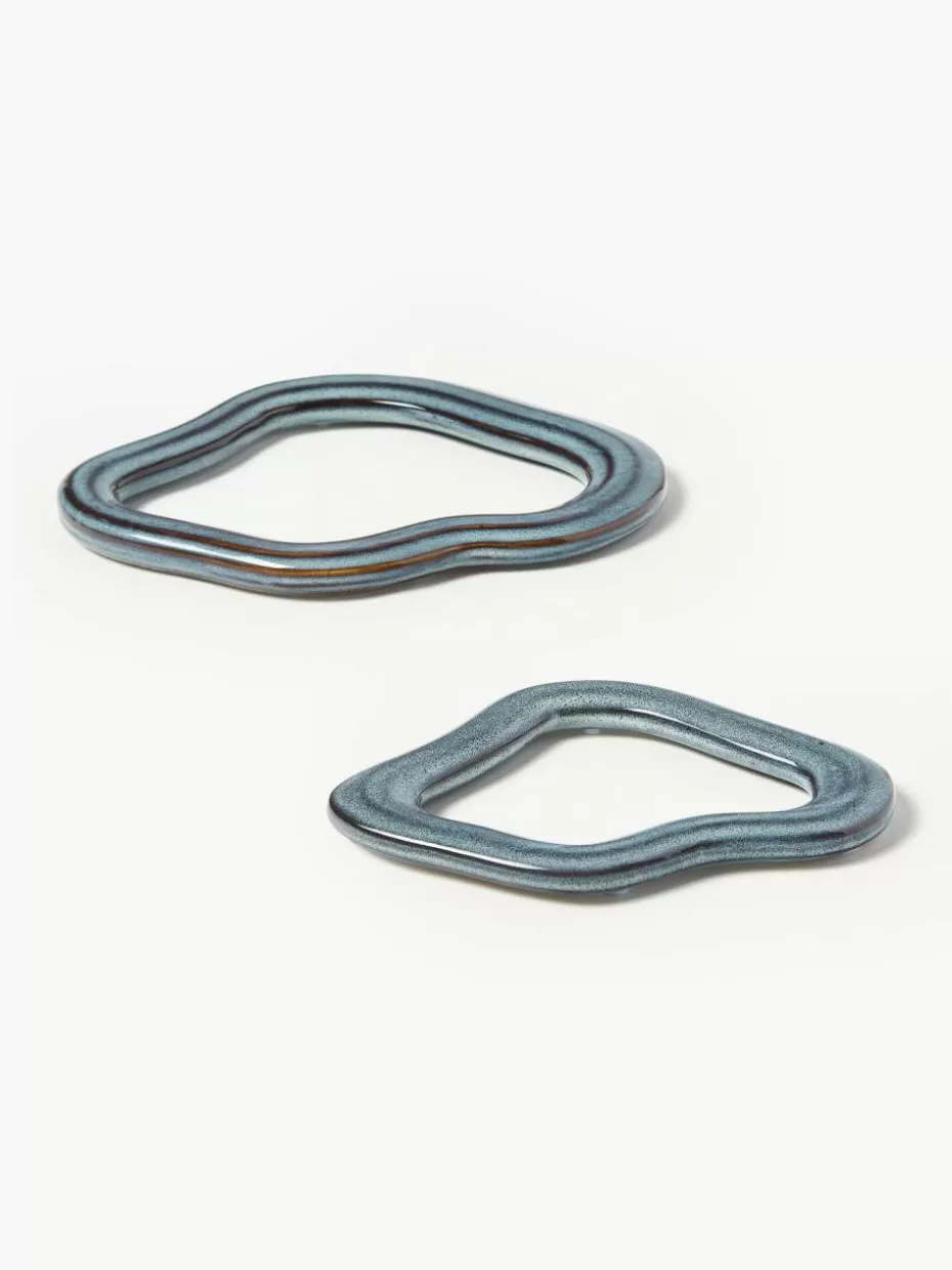 Untersetzer | Geschirrserien-Broste Copenhagen Handgemachte Untersetzer Nordic Sea, 2er-Set Graublau, gesprenkelt