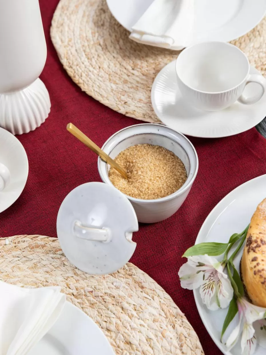 Kannen & Karaffen | Geschirrserien-Broste Copenhagen Handgemachte Zuckerdose Nordic Sand Hellgrau, gesprenkelt
