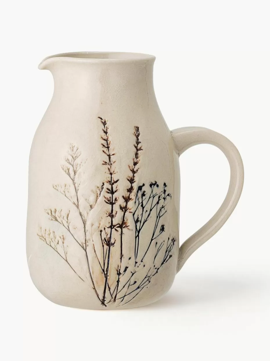 Kannen & Karaffen | Geschirrserien-Bloomingville Handgemachter Krug Bea mit Gräser-Motiv, 1.5 L