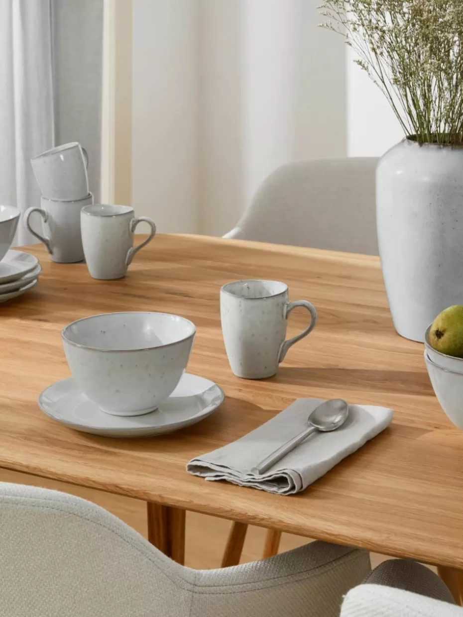 Weihnachtsgeschirr | Geschirr-Sets-Broste Copenhagen Handgemachtes Frühstücks-Set Nordic Sand, 4 Personen (12-tlg.) Hellgrau, gesprenkelt